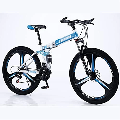Folding Mountain Bike : FETION Children's bicycle 26 inch Folding Mountain Bike MTB Bicycle, Full-Suspension Adjustable Seat 21 Speeds Drivetrain with Disc-Brake Commuter Bicycle / 8707 (Color : Style3, Size : 21 speed)