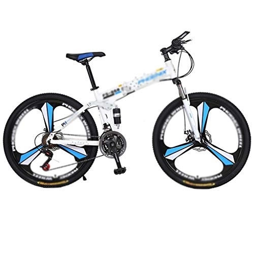 Folding Mountain Bike : Ffshop Folding Bikes Folding Bike, 26-inch Wheels Portable Carbike Bicycle Adult Students Ultra-Light Portable Damping Bicycle (Color : Blue, Size : 21 speed)