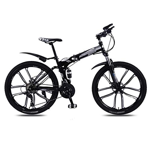 Folding Mountain Bike : Ffshop Folding Bikes Folding Mountain Bike Bicycle Men's And Women's Adult Variable Speed Double Shock Absorber Adult Student Ultra-light Portable Off-road Bicycle 26 Inches Damping Bicycle