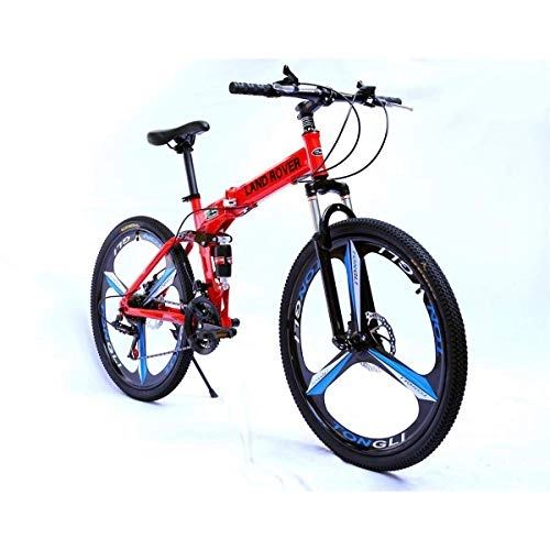 Folding Mountain Bike : Foiding Mountain Bike, Featuring Medium Steel Frame and 26-Inch Wheels with Mechanical Disc Brakes, 27-Speed Shimano Drivetrain, in Multiple Colors, Red, 27speed