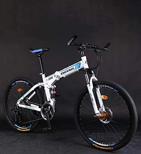 Folding Mountain Bike : Foldable Adult Mountain Bike, Double Disc Brake Bikes, Beach Snowmobile Bicycle, Upgrade High-Carbon Steel Frame, 26 Inch Wheels