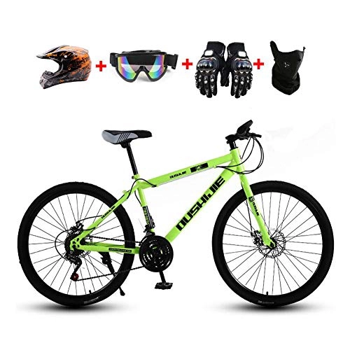 Folding Mountain Bike : Foldable Bicycle for Adults Mountain High Carbon Steel Frame Variable Speed Double Shock Absorption Three Cutter Wheels Foldable Bicycle, Suitable for Traveling in The, Green, 24 Speed*26
