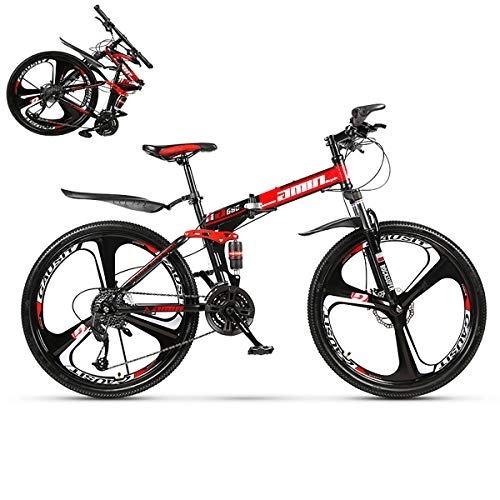 Folding Mountain Bike : Foldable Bike, Adult Folding Mountain Bicycle, Folding Outroad Bicycles, Streamline Frame Folded Within 15 Seconds, for 24 * 26in 21 * 24 * 27 * 30 Speed Men Women Outdoor Bicycle