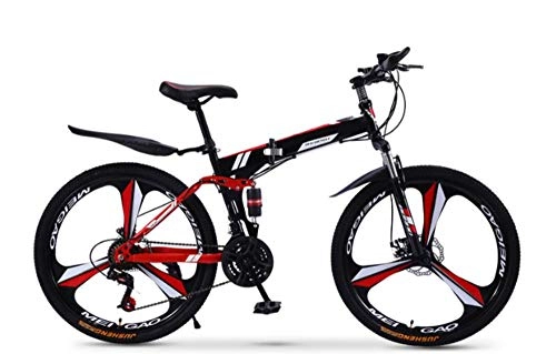 Folding Mountain Bike : Foldable City mountain bike 26 / 24 inch 24 speed dual shock absorber dual disc brakes hard tail bike with adjustable seat thick carbon steel frame.-26_inches