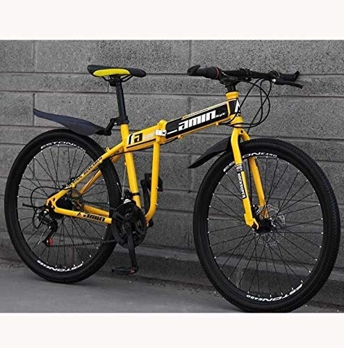 Folding Mountain Bike : Foldable Mountain Bike Bicycle for Adults Men And Women, High-Carbon Steel Hardtail MBT Bike, Dual Disc Brakes And PC Pedals