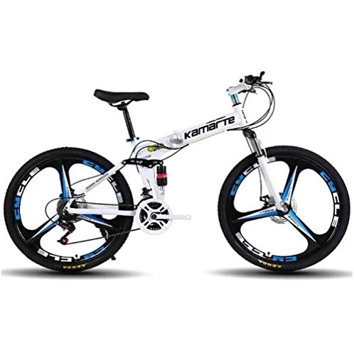 Folding Mountain Bike : Foldable MountainBike, MTB Bicycle With 3 Cutter Wheel, 8 Seconds Fast Folding Mens Women Adult All Terrain Mountain Bike, Maximum Load 180kg, 004 21stage Shift, 24 inches
