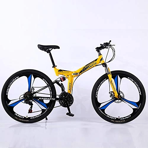 Folding Mountain Bike : Foldable MountainBike, MTB Bicycle With 3 Cutter Wheel, 8 Seconds Fast Folding Mens Women Adult All Terrain Mountain Bike, Maximum Load 180kg, 005 24stage Shift, 24 inches