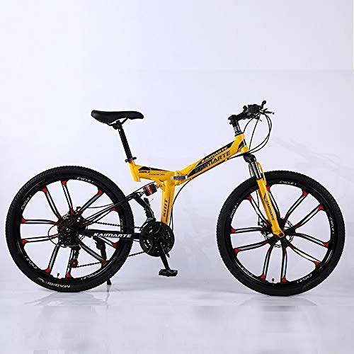 Folding Mountain Bike : Foldable MountainBike, MTB Bicycle With 3 Cutter Wheel, 8 Seconds Fast Folding Mens Women Adult All Terrain Mountain Bike, Maximum Load 180kg, 008 27stage Shift, 24 inches