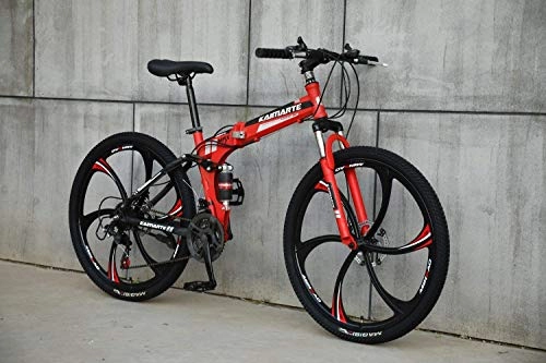 Folding Mountain Bike : Foldable Sports / Mountain Bike 24 / 26 Inches 10 Cutter Wheel, Black&Red, 26inches, 24stage_shift
