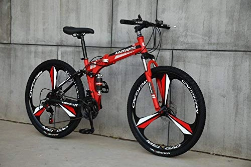 Folding Mountain Bike : Foldable Sports / Mountain Bike 24 / 26 Inches 3 Cutter Wheel, Red, 24inches, 21stage_shift