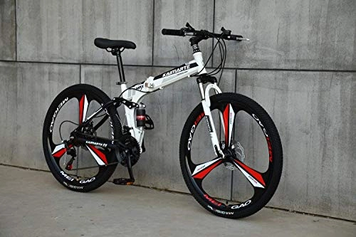 Folding Mountain Bike : Foldable Sports / Mountain Bike 24 / 26 Inches 3 Cutter Wheel, White, 21stage_shift, 24inches