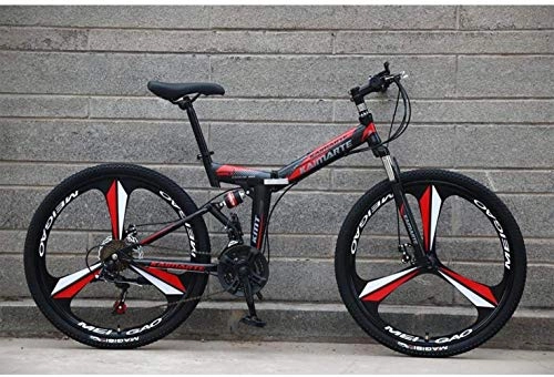 Folding Mountain Bike : Foldable Sports / Mountain Bike 24 Inches 3 Cutter Wheel, High-carbon Steel Hardtail Mountain Bike, for Teens Of Adults Men And Women High Carbon Steel Frame Bicycle