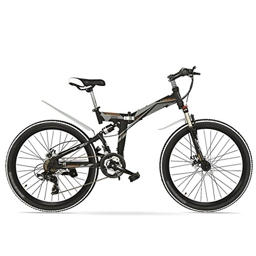 Folding Mountain Bike : Folding bicycle 24 / 26 inch mountain bike can lock shock speed bike ( Color : Black gray , Size : 26 inches )