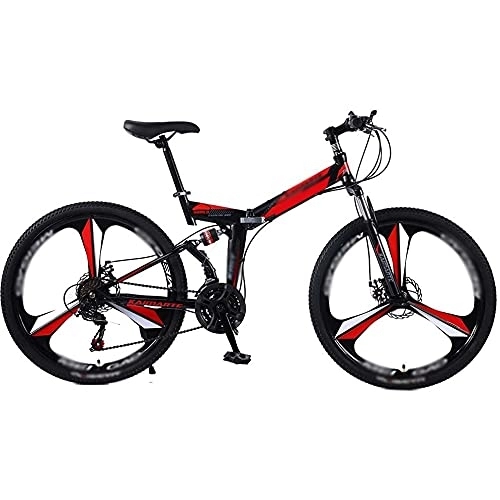 Folding Mountain Bike : Folding Bicycle Mountain Bike 24 And 26 Inch High Carbon Steel Double Disc Brake Adult Exercise Mountain Bicycle, Black, 26 inch24speed