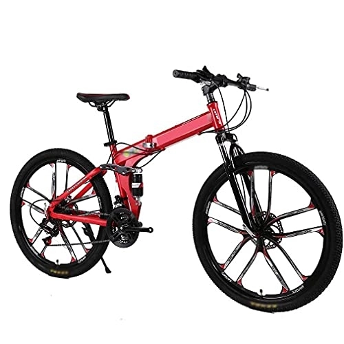 Folding Mountain Bike : Folding Bicycle Mountain Bike, 24 And 26 Inch Knife High Carbon Steel Double Disc Brake Adult Exercise Mountain Bicycle, 27speed, 26 inches