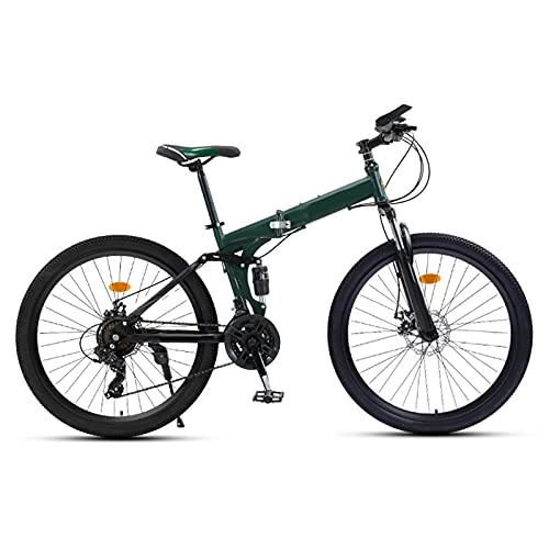 Folding Mountain Bike : Folding Bike 24 / 27 Speed Mountain Bike 26 Inches Wheels MTB Dual Suspension Bicycle Adult Student Outdoors Sport Cycling, Green, 27 speed
