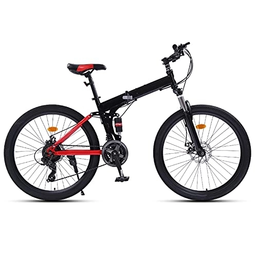 Folding Mountain Bike : Folding Bike 24 / 27 Speed Mountain Bike 26 Inches Wheels MTB Dual Suspension Bicycle Adult Student Outdoors Sport Cycling, Red, 27 speed