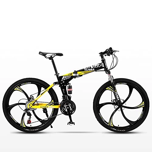 Folding Mountain Bike : Folding Bike for Adults, 24" Mountain Bikes, Adult Fat Tire Mountain Trail Bike, Bicycle, High-Carbon Steel Frame Dual Full Suspension Dual Disc Brake / D24inch / 24speed