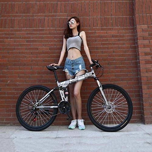 Folding Mountain Bike : Folding Bike, Mountain Bicycle, Hard Tail Bike, 26In*17In / 24In*17In Bike, 21 Speed Bicycle, Full Suspension MTB Bikes 7-10, 24 inches fengong (Color : 24 Inches)