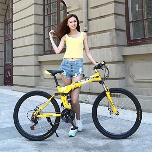 Folding Mountain Bike : Folding Bike, Mountain Bicycle, Hard Tail Bike, 26In*17In / 24In*17In Bike, 21 Speed Bicycle, Full Suspension MTB Bikes 7-10, 24 inches fengong (Color : 26 Inches)