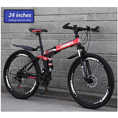 Folding Mountain Bike : Folding Bike Mountain Bike 26 Inch, 21 Speed Double Disc Brake Suspension Fork Rear Suspension Anti-Slip Bicycles for Adult Male Female