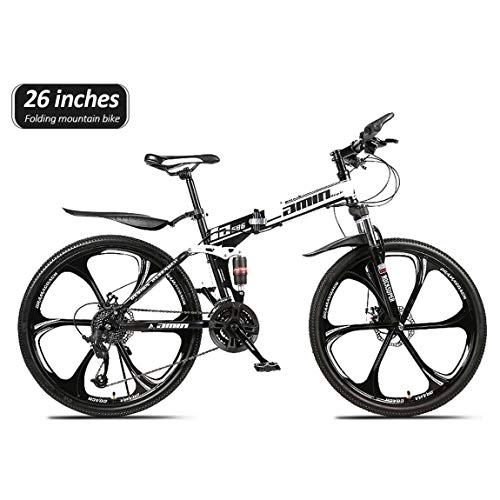 Folding Mountain Bike : Folding Mountain Bicycle 24 / 26in Outdoor Bike 21 / 24 / 27 / 30 Speed Anti-Slip Bicycles for Adult Sports Male and Female Commuter Full Suspension MTB Bikes