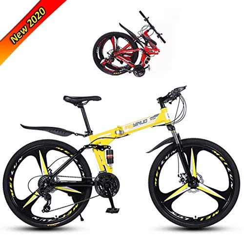 Folding Mountain Bike : Folding Mountain Bicycle 26in Outdoor Bike 21 / 24 / 27 Speed Full Suspension MTB Bikes Sports Male and Female Adult Commuter Anti-Slip Bicycles Sold by LLLOE