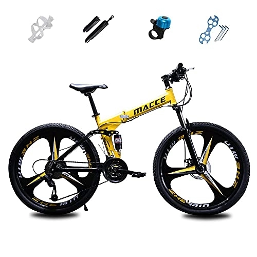 Folding Mountain Bike : Folding Mountain Bike, 24 / 26 Inch City Bicycle for Adults, High Carbon Steel Frame, 21 Speed, Shock Absorption, Safety Dual Disc Brakes System, BMX Bikes for Men Women Teens Student
