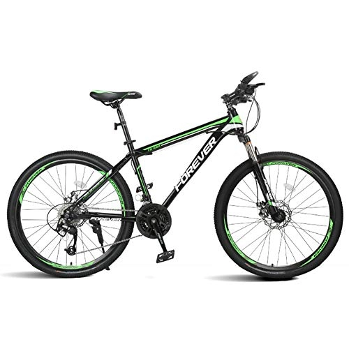Folding Mountain Bike : Folding Mountain Bike, 24" Double Disc Brake High Carbon Steel Frame Cross Country Bicycle 24 Speed Unisex Shock Absorber Bicycle Slip Wear Tire, Green