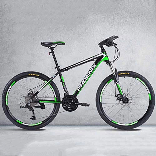 Folding Mountain Bike : Folding Mountain Bike, 24" Double Disc Brakes Fast Folding Mountain Bike 27 Speed Double Shock Absorption High Carbon Steel Frame Male And Female Students Bicycle, Green