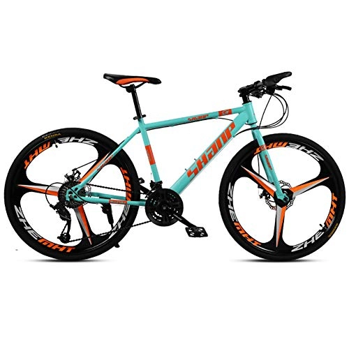 Folding Mountain Bike : Folding Mountain Bike, 24" High Carbon Steel Double Disc Brakes Bicycle 21 Speed Bold Shock Absorber Front Fork Mountain Folding Bicycle, Green