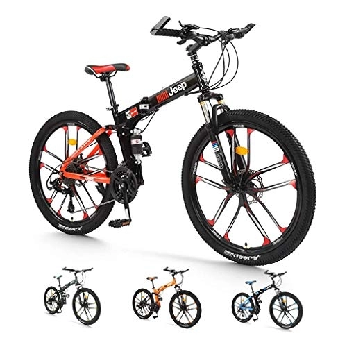 Folding Mountain Bike : Folding Mountain Bike 26 Inch Outdoor Bike 24 Speed Full Shock Absorber Mountain Bike Sports Men And Women Adult Commuter Anti-Skid Bicycle (Color : Red) fengong (Color : Red)