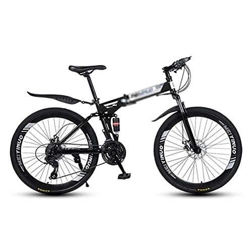 Folding Mountain Bike : Folding Mountain Bike 26 Inch Wheels With Double Shock Absorber Design 21 / 24 / 27 Speeds With Dual-disc Brakes For A Path, Trail & Mountains(Size:27 Speed, Color:black)