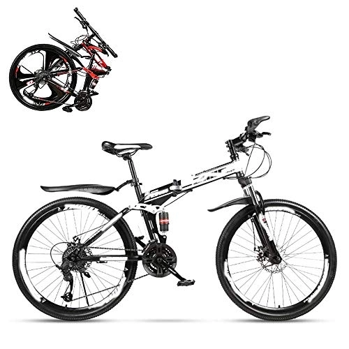 Folding Mountain Bike : Folding Mountain Bike Adult, 26 Inch Double Shock Absorption Off-road Variable Speed Racing Car, Fast Bike for Men and Women 21 / 24 / 27 / 30 Speed, Spoke Terms