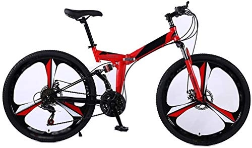 Folding Mountain Bike : Folding Mountain Bike, Adult Bicycle, Road Bike with High Carbon Steel Frame and Disc Brakes and Shock Absorbers, for Adults, for Sports Outdoor Cycling Travel Work Out and Commuting
