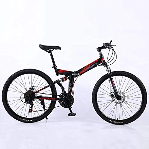 Folding Mountain Bike : Folding Mountain Bike Bicycle for Commute 24 / 26 Inch Soft Tail Full Suspension Mountain Bike Front Rear Mechanical Disc Brakes MTB Bicycle with Spoke Wheel (Color : Black, Size : 26" 27 speed)