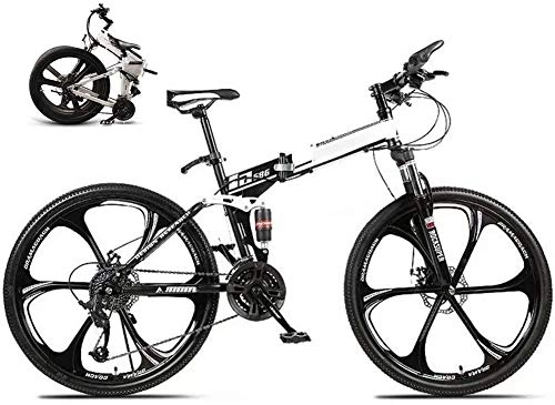 Folding Mountain Bike : Folding Mountain Bike Bicycle for Men Women 27-speed MTB Bike for Adults Student 26-Inch Folding Travel Outdoor Bike Lightweight Folding Bicycle Double Damping Fold up City Bike Fat Tire-Black