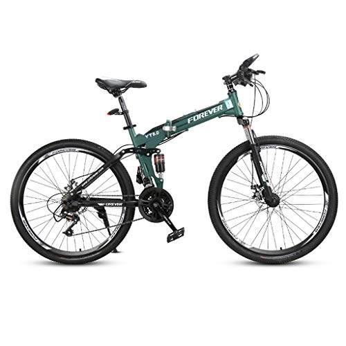 Folding Mountain Bike : Folding Mountain Bike Bicycle Unisex Cycling 24-speed Steel Frame 26-inch Wheel Double Shock Absorber Folding Bike Applicable To 155-185cm