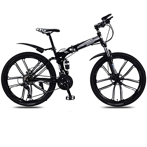 Folding Mountain Bike : Folding Mountain Bike for Adults, 30-Speed Mountain Bike - 26 '' Foldable Adult Bicycle - Folding Mountain Bike - Double Disc BrakesBrakes - Bike for Men and Women (Color : Black, Size : 30 SPEED)