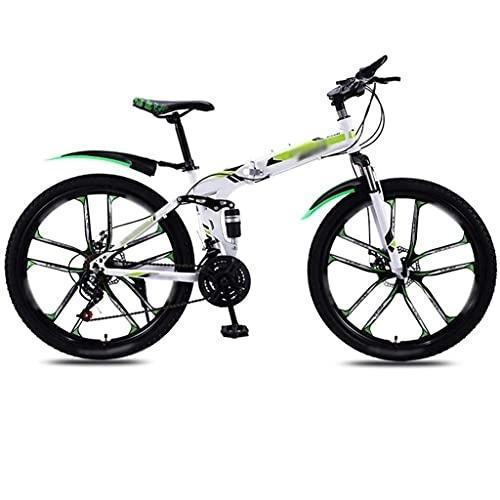 Folding Mountain Bike : Folding Mountain Bike for Adults, 30-Speed Mountain Bike - 26 '' Foldable Adult Bicycle - Folding Mountain Bike - Double Disc BrakesBrakes - Bike for Men and Women (Color : White, Size : 30 SPEED)