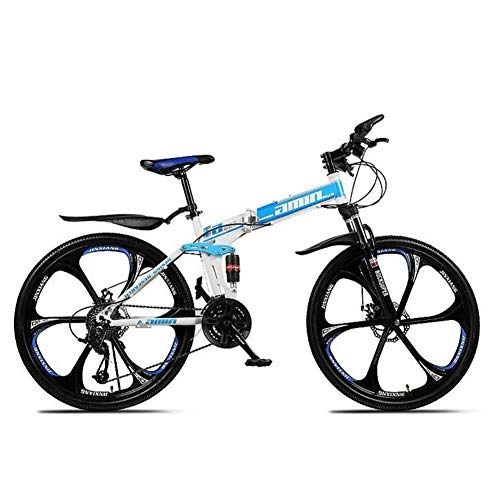 Folding Mountain Bike : Folding Mountain Bike for Men And Women, High Carbon Steel Double Suspension, PVC Pedals And Rubber Grips, 26 Inches, A1, 30 speed