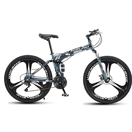 Folding Mountain Bike : Folding Mountain Bike For Men Women Adult Folding Bike Portable Trek Bicycles 21 / 24 / 27 Speed With Double Disc Brake Precise Gear Shifter Full Suspension 24 / 26 Inch