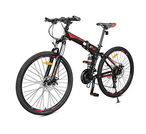 Folding Mountain Bike : Folding Mountain Bike, Student Adult Bicycle Off-road Racing Touring Bike, 26Inch 27-speed Double Disc Brake Double Shock-absorbing Bicycle, Front and Rear Double Shock Absorption / Free Installation 8