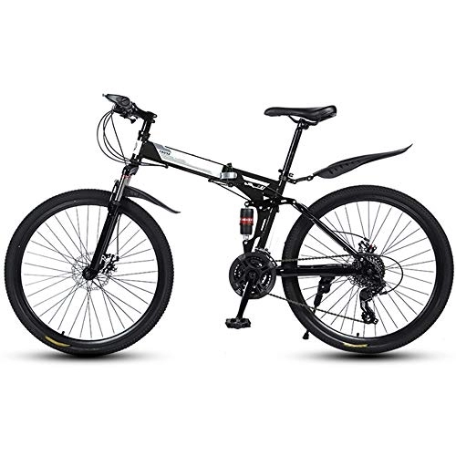 Folding Mountain Bike : Folding Mountain Bikes 26 Inch 30 Cutter Wheels Men Women General Purpose All Terrain Adult Quick Foldable Bicycle High Carbon Steel Frame Variable Speed Double Shock Absorption, Black, 21 Speed