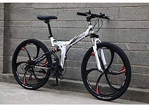 Folding Mountain Bike : Folding Mountain Bikes for Men Women, Full Suspension Soft Tail Bike Bicycle, High Carbon Steel Frame, Double Disc Brake 6-11, C, 24 inch 27 Speed fengong (Color : C)