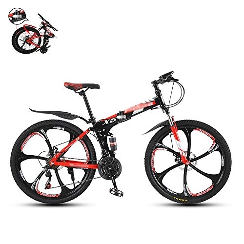 Folding Mountain Bike : Folding Outroad Bicycles, Full Suspension MTB, 24 * 26 Inch 21 * 24 * 27 Speed Men Women Folding Bike, Folded In 10 Seconds, Mini Folding Mountain Bike, Outdoor Bicycle