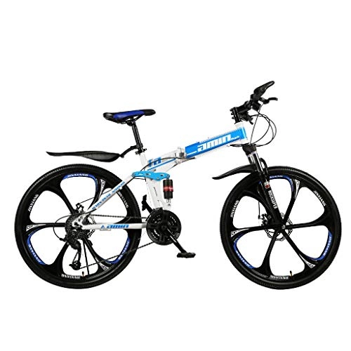 Folding Mountain Bike : Foruneed Mens Mountain Bike 26 Inch, 21-Speed Mountain Bike Adult Bicycle (Blue)