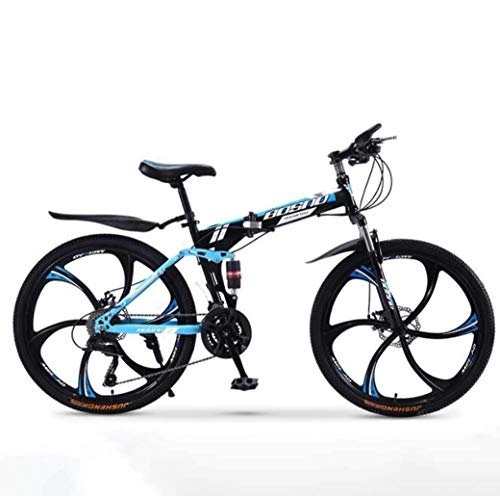 Folding Mountain Bike : FREIHE Mountain Bike Folding Bikes, 21-Speed Double Disc Brake Full Suspension Anti-Slip, Off-Road Variable Speed Racing Bikes for Men And Women