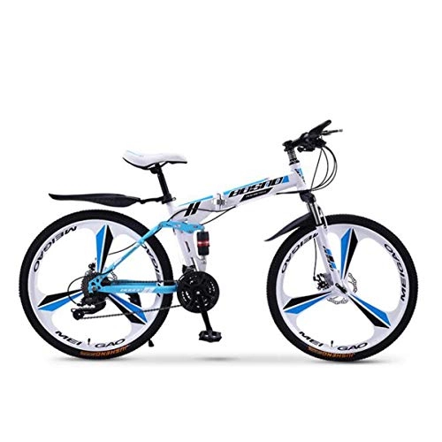Folding Mountain Bike : Full Dual-Suspension Mountain Bike, Featuring Steel Frame and 26-Inch Wheels with Mechanical Disc Brakes, 24-Speed Shimano Drivetrain, in Multiple Colors, 11, 21speed