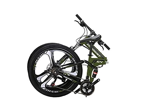 Folding Mountain Bike : G4 Folding Bike 21 Speed 26 Inches Dual Disc Brakes K Spoke Wheel Mountain Bike for Adult (K-GREEN)